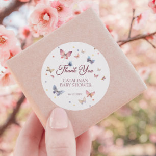 Graceful Butterfly Pastel Bedankt Ronde Sticker