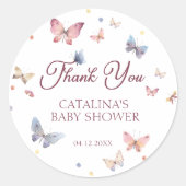 Graceful Butterfly Pastel Bedankt Ronde Sticker (Voorkant)
