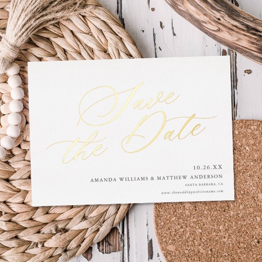 Graceful Calligraphy Non-Photo Save the Date REAL Folie Uitnodiging