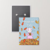 Graceful Cat Fall Collectible Pin Button (Voorkant / Achterkant)