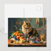 Graceful Cat in Fruit Stilleven Kunst Briefkaart (Voorkant / Achterkant)