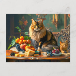 Graceful Cat in Fruit Stilleven Kunst Briefkaart