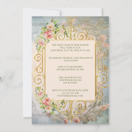 Graceful Chic Regency Era Quinceanera Uitnodiging (Achterkant)