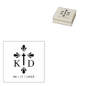 Graceful Christian Cross Monogram Wedding Initials Rubberstempel (Gestempeld)