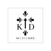 Graceful Christian Cross Monogram Wedding Initials Rubberstempel (Afrduk)
