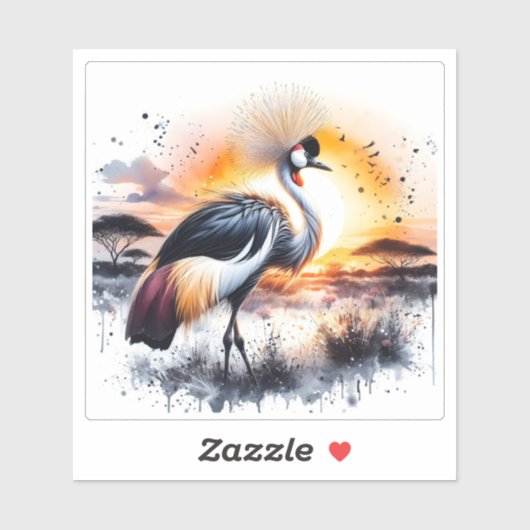 Graceful Crane bij zonsondergang Sticker (Vel)