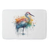 Graceful Crane: Waterverf Art, op maat Badmat (Voorkant)