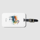 Graceful Crane: Waterverf Art, op maat Bagagelabel (Voorkant (horizontaal))