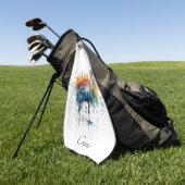 Graceful Crane: Waterverf Art, op maat Golfhanddoek (Groen)