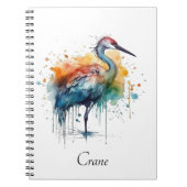 Graceful Crane: Waterverf Art, op maat Notitieboek (Voorkant)