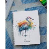 Graceful Crane: Waterverf Art, op maat Notitieboek