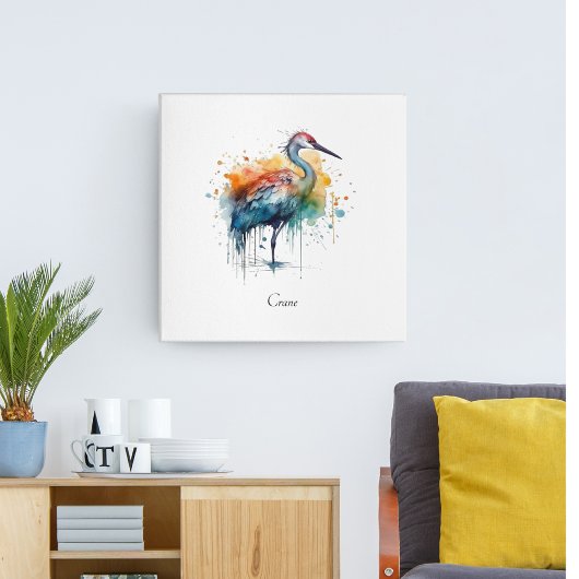 Graceful Crane: Waterverf Art, op maat Poster