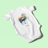 Graceful Crane: Waterverf Art, op maat Romper