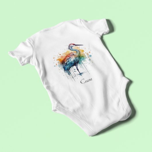 Graceful Crane: Waterverf Art, op maat Romper