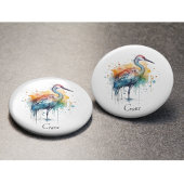 Graceful Crane: Waterverf Art, op maat Ronde Button 5,7 Cm