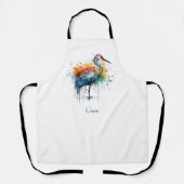 Graceful Crane: Waterverf Art, op maat Schort (Voorkant)