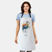 Graceful Crane: Waterverf Art, op maat Schort (Gedragen)