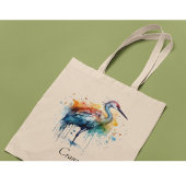 Graceful Crane: Waterverf Art, op maat Tote Bag