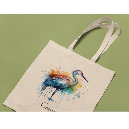 Graceful Crane: Waterverf Art, op maat Tote Bag