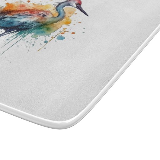 Graceful Crane: Waterverf Art Snijplank (Hoek)