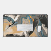 Graceful Cranes in een dromerig zeegezicht Bureaumat (Keyboard & Muis)