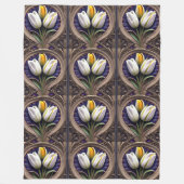 Graceful Curves: Witte Tulp in Art Nouveau Design Fleece Deken (Voorkant)