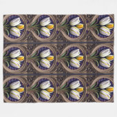 Graceful Curves: Witte Tulp in Art Nouveau Design Fleece Deken (Voorkant (Horizontaal))