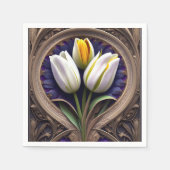 Graceful Curves: Witte Tulp in Art Nouveau Design Servet (Voorkant)