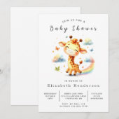 Graceful Custom Giraffe Baby shower Kaart (Voorkant / Achterkant)