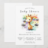 Graceful Custom Giraffe Baby shower Kaart (Voorkant / Achterkant)