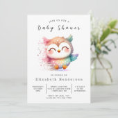 Graceful Custom Owl Baby shower Kaart (Staand voorkant)