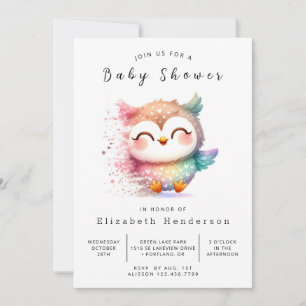 Graceful Custom Owl Baby shower Kaart