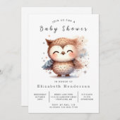 Graceful Custom Owl Baby shower Kaart (Voorkant / Achterkant)