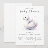 Graceful Custom Swan Baby shower Kaart (Voorkant / Achterkant)