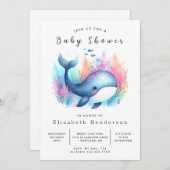 Graceful Custom Whale Baby shower Kaart (Voorkant / Achterkant)
