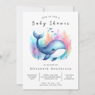 Graceful Custom Whale Baby shower Kaart