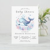 Graceful Custom Whale Baby shower Kaart (Staand voorkant)
