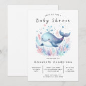 Graceful Custom Whale Baby shower Kaart (Voorkant / Achterkant)