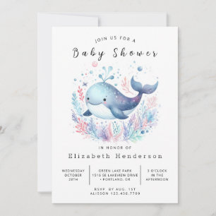 Graceful Custom Whale Baby shower Kaart