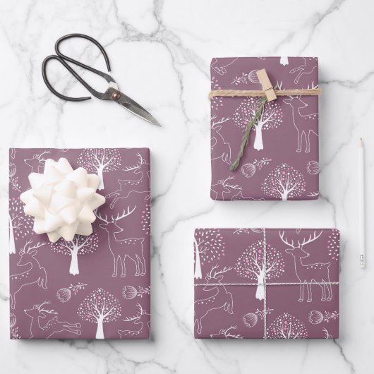Graceful Deer Harmony: Fawn-thema Gift Inpakpapier Vel (Voorkant)
