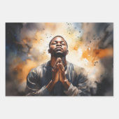 Graceful Devotion: een zwart Man in gebed Inpakpapier Vel (Voorkant 2)