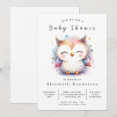 Graceful Digital Owl Baby shower Kaart (Voorkant / Achterkant)