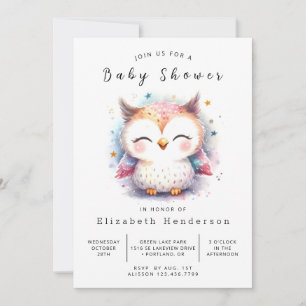 Graceful Digital Owl Baby shower Kaart