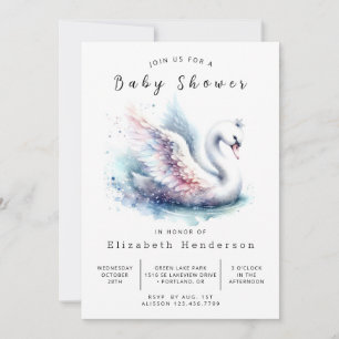 Graceful Digital Swan Baby shower Kaart