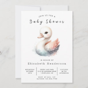 Graceful Digital Swan Baby shower Kaart