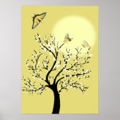Graceful dreamy sunlit tree with butterflies  poster (Voorkant)