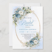 Graceful Dusty Blue Floral Eucalyptus Bridal Showe Kaart (Voorkant)
