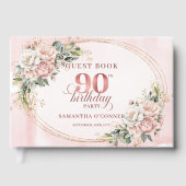 Graceful Dusty Pink Gold Greenery 90th Birthday   Gastenboek (Voorkant)