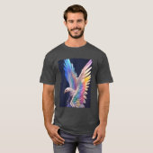 Graceful Eagle Angel met regenboog vleugels T-shirt (Voorkant volledig)