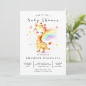 Graceful Editable Giraffe Baby shower Kaart (Staand voorkant)
